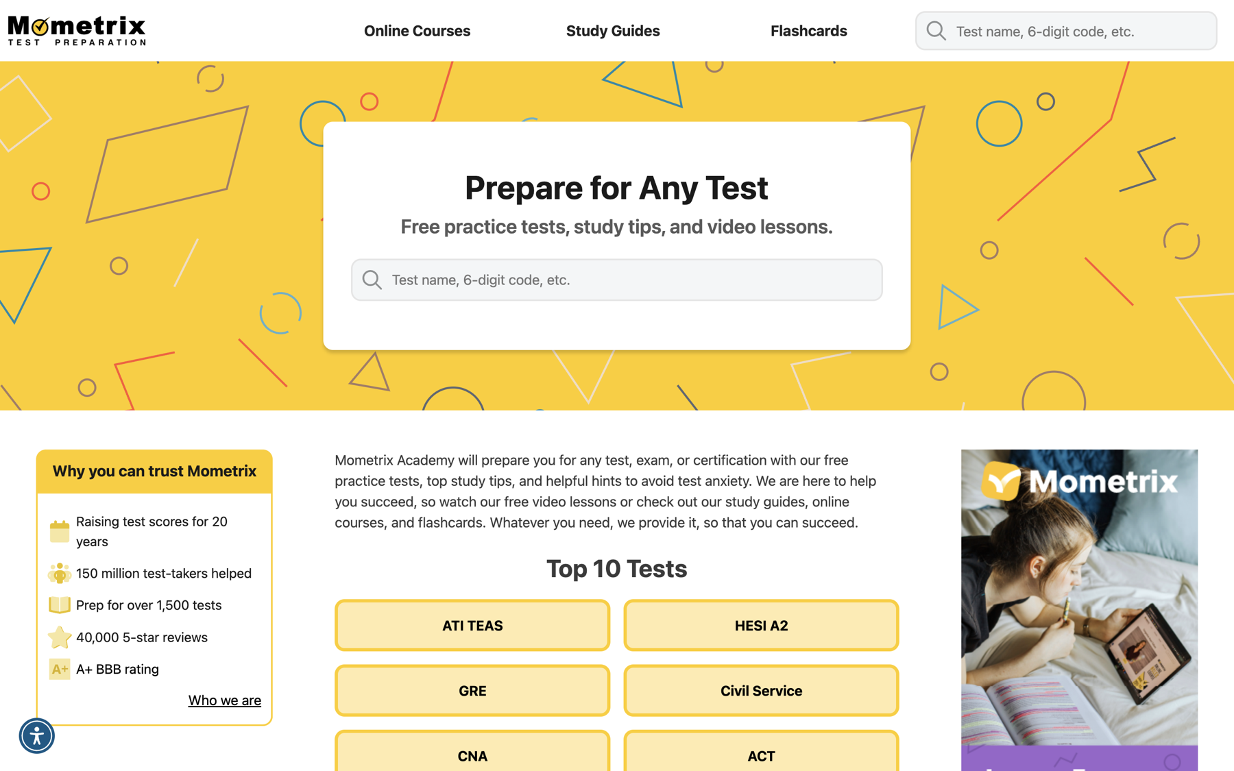 After version of a content site homepage