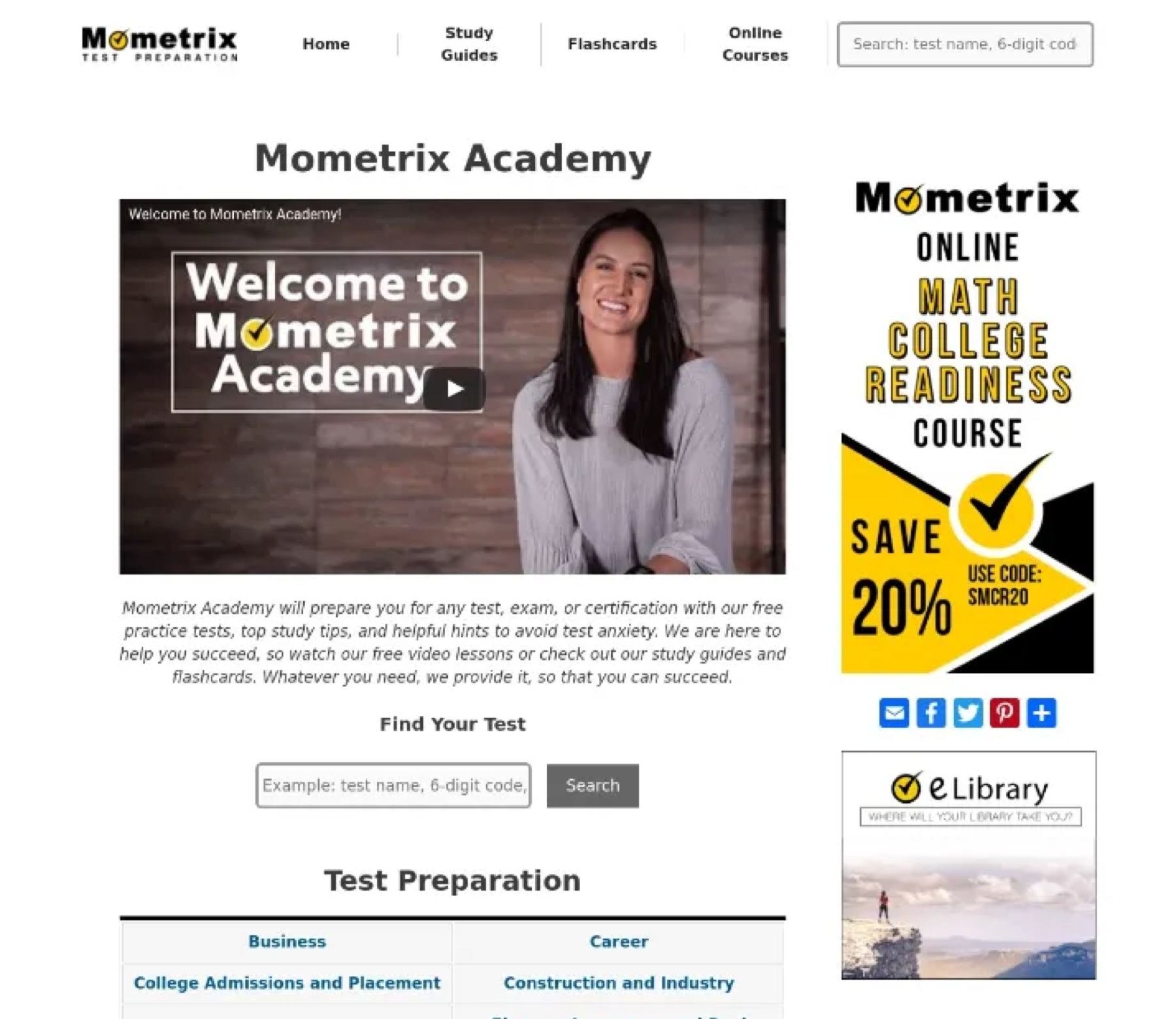 Before version of a content site homepage